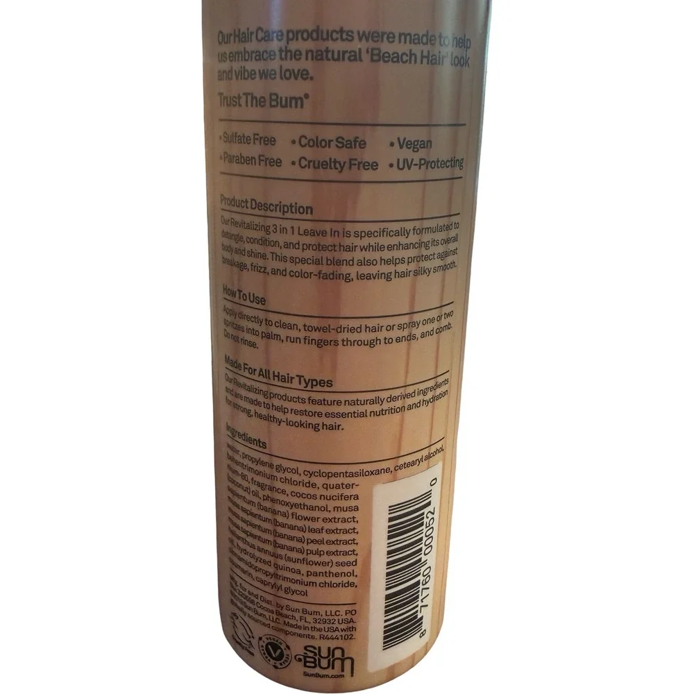 Sun Bum Revitalizing 3 in 1 Leave In Conditioner Spray 4 fl oz Hair Treatment